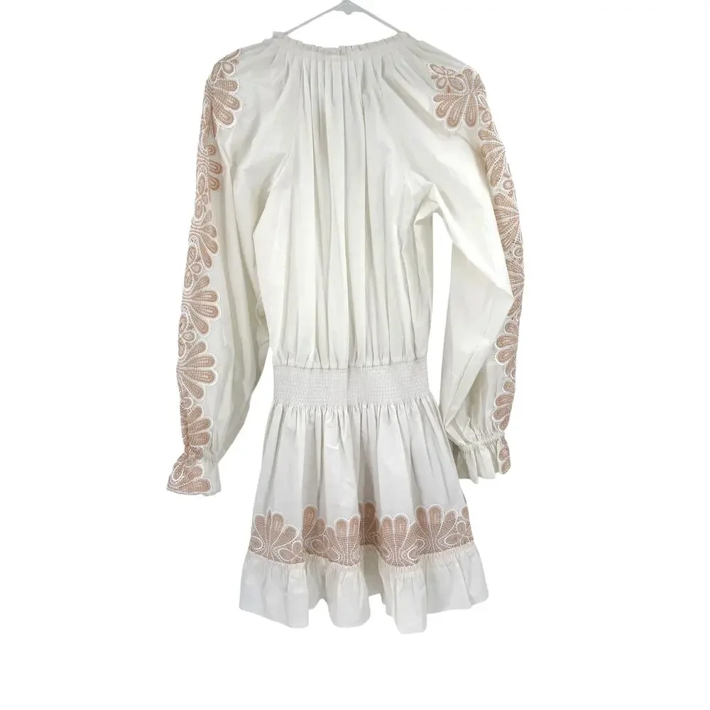 Ramy Brook NEW Dress Raina Cotton-Blend Poplin Mini Cream Size M $395 - Picture 7 of 9